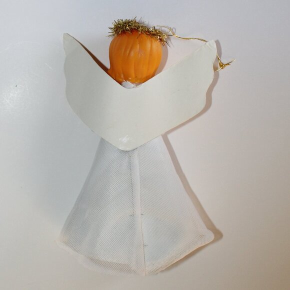 Vintage MCM Angel Cardboard Doll White Gold Tree Topper Christmas Ornament 6.5" - Picture 3 of 8